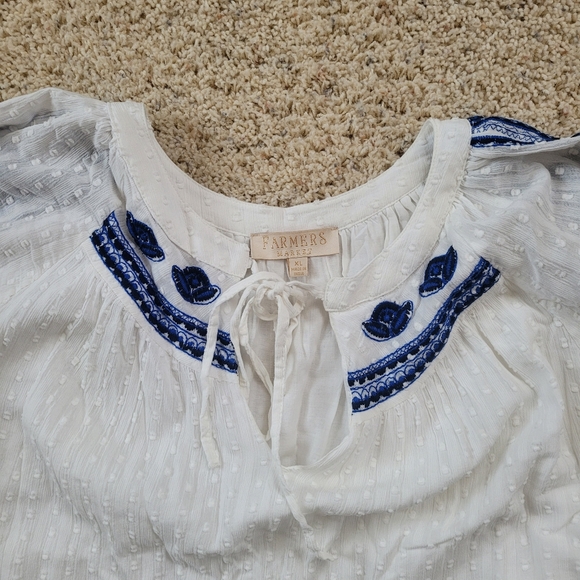 Farmers Market XL Embroidered Floral Long Sleeve Tiered Maxi Dress White - Picture 6 of 16